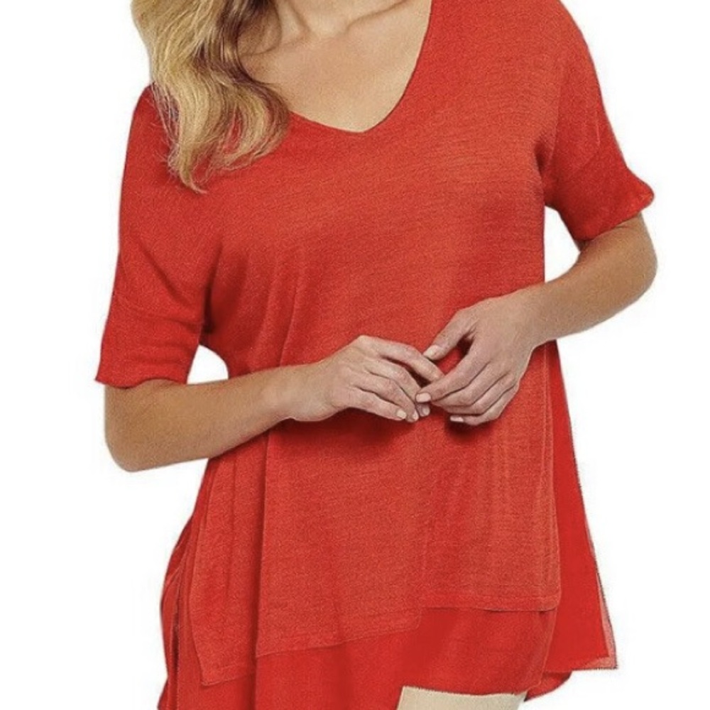 Women's Red V-Neck Top